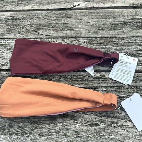 BUNDLE OF 2 LULULEMON NULU WIDE REVERSIBLE HEADBAND NWT PINK PURPLE - Picture 2 of 4